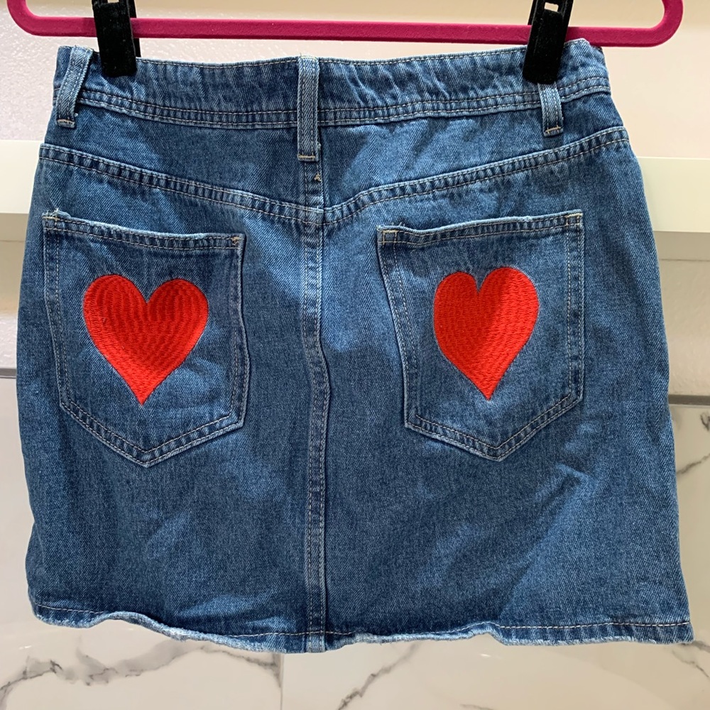 Unique Vintage Heart Embroidered Miniskirt NWT